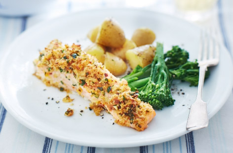 Give your salmon a crispy crust using cumin, chilli and ginger - a great midweek meal.