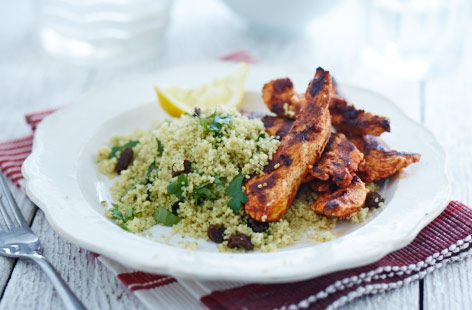Marinating the chicken really gives it time for all of the lovely spices and harissa paste to coat the chicken. Use a packet of lemon and coriander couscous and jazz it up with some raisins for an extra tasty kick.