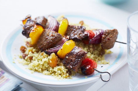 These juicy low fat lamb kebabs with fruity couscous make a great alfresco summer dinner or weekend fakeaway.