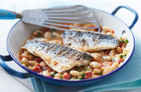 Delicate sea bass and flavoursome chorizo is a great pairing and this easy one-pot recipe is on the table in just 30 minutes. Ideal for entertaining, a celebration or just a Friday night treat.