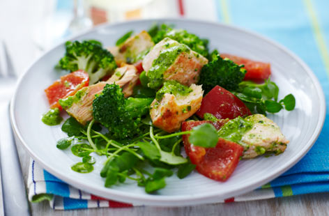 A light salad that's perfect for a picnic, this broccoli and salmon side salad is the epitome of fresh. Make sure that your broccoli still has a bit of crunch when you cook it and don't be afraid to get liberal with the garlicky dressing.