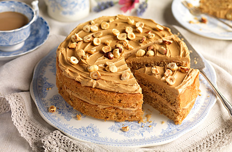 A gorgeous, light sponge topped with a creamy, buttery, coffee-flavoured icing