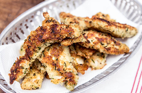 Who doesn't love a crisp and crunchy chicken goujon? We sure do, and these herby breaded goujons are a healthy version of the dish that go great with a dip on the side. Ensure you cook enough for everyone, however, as these are guranteed to get eaten quickly.