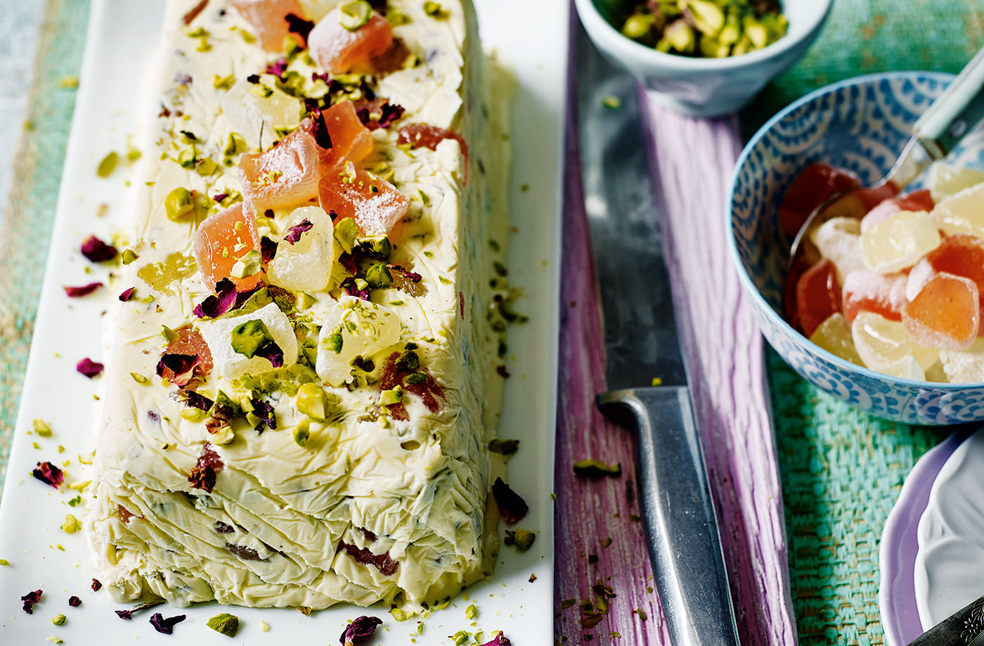 Pistachio and Turkish delight ice cream terrine recipe