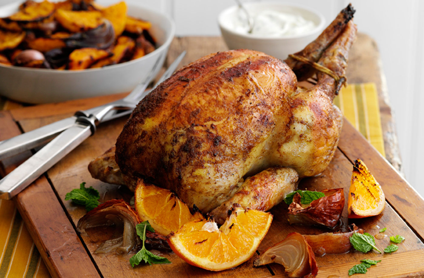 Indian-spiced chicken with roast squash recipe