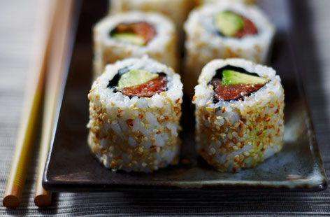 DIY sushi is easier than you think and nothing beats a homemade California roll: delicious sesame, creamy avocado and super fresh salmon. Arm yourself with a rolling mat, sushi rice, nori and you're in business.