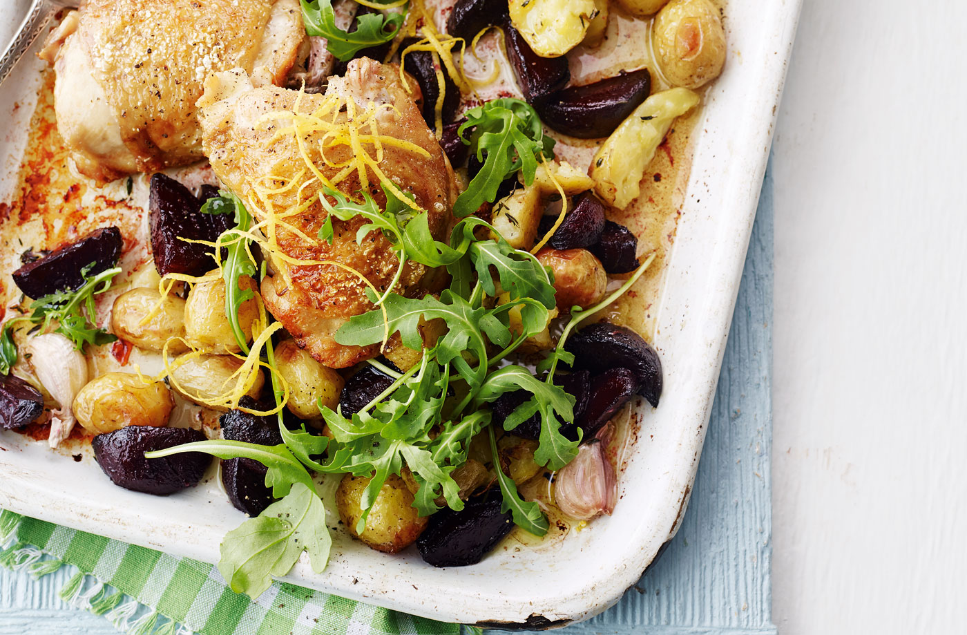 Lemon thyme chicken with roasted balsamic beetroot recipe