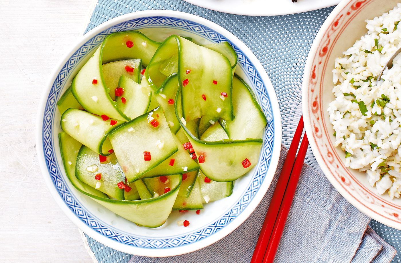 Marinated cucumber with garlic and chilli recipe