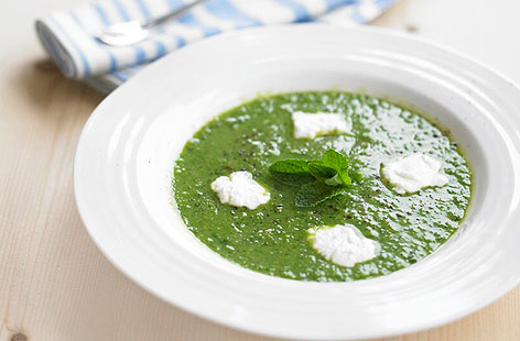 For something that has just four ingredients, this soup is seriously good – and it's super-quick to prepare, too. Pea and mint are a classic summery flavour combination and the goat's cheese melts beautifully into the soup creating a lovely fresh contrast.