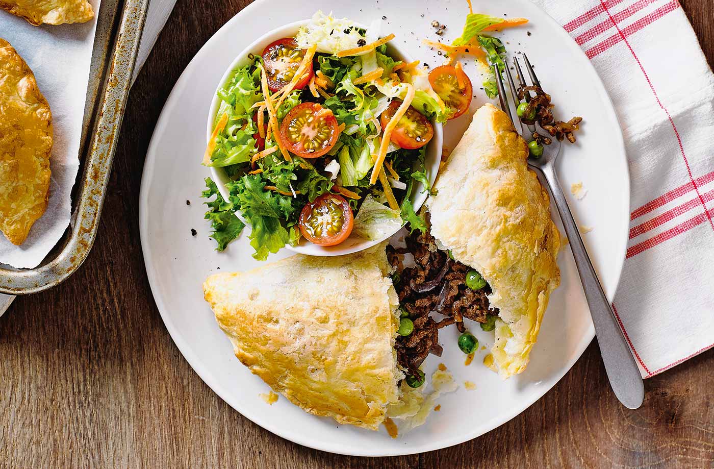Caramelised onion and beef pasties recipe
