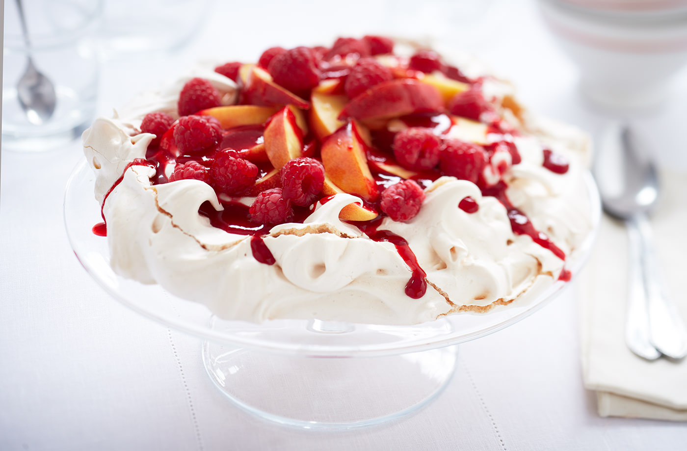 Nectarine and raspberry Pavlova recipe