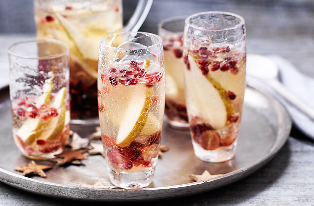 Sangria gets a sparkling makeover, making it the perfect drink for an elegant festive gathering