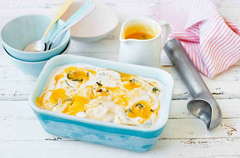 The perfect summer dessert for vegans, this gorgeous peach and basil ice cream is made with coconut milk and is completely dairy-free