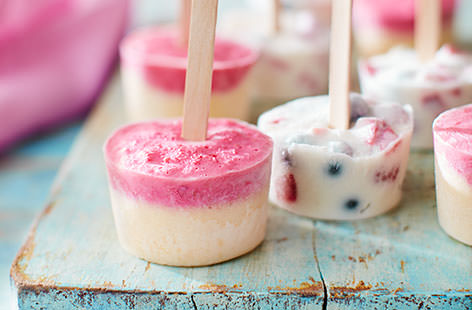 Fill your freezer with these iced-delights packed full of juicy peaches and tangy raspberries.