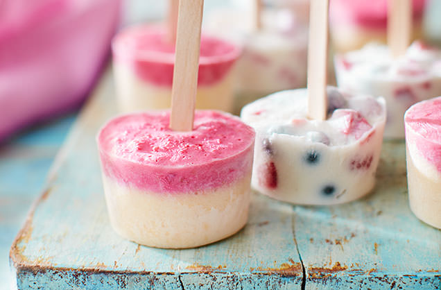 Peach melba yogurt lollies recipe