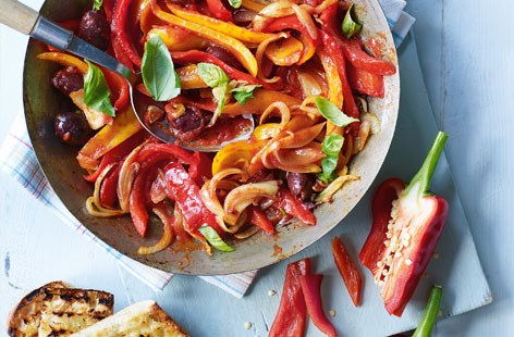Mix sweet pointed peppers with other coloured regular peppers for a vibrant dish