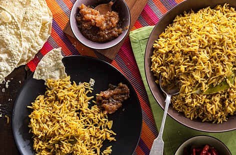 Typically cooked in a seasoned broth, pilau rice is aromatic and goes perfectly well with curry or a meat dish