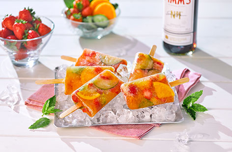 It's Pimm's o'clock! We've taken this classic summertime tipple and turned it into a fruit-filled, iced delight. With a boozy Pimm's kick, these grown-up lollies are perfect as an alternative dessert or cooling afternoon treat