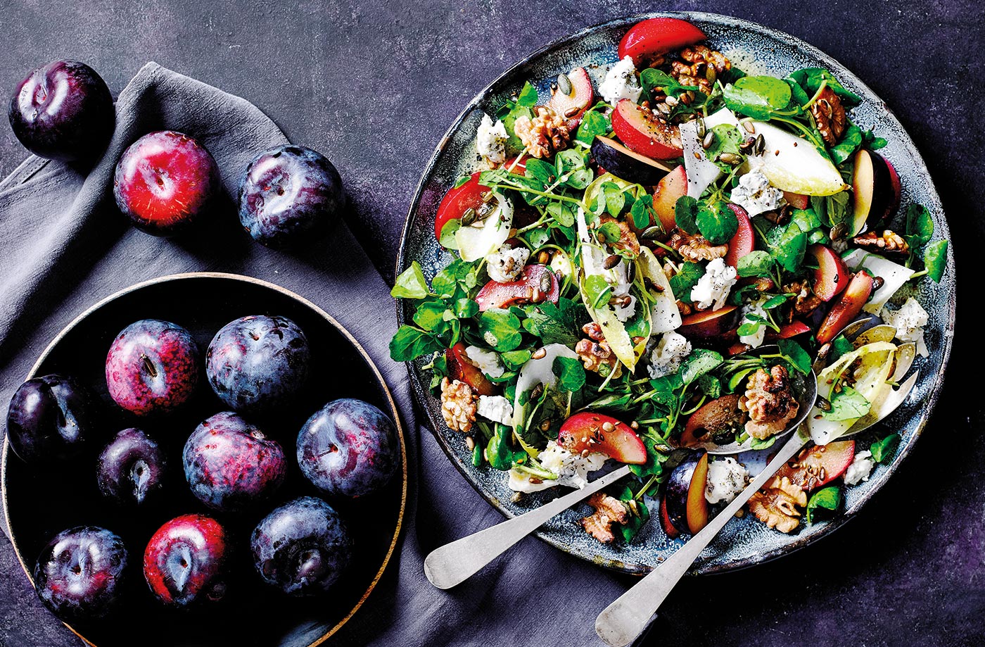 Plum and blue cheese salad recipe