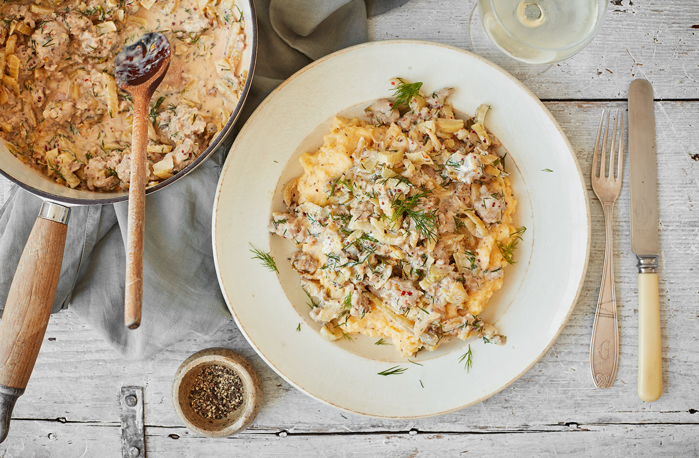 Polenta with sausage and fennel ragu recipe
