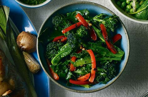 Bored of your usual vegetable side dishes? This chilli-spiced take on purple sprouting broccoli is a healthy addition to any meal, takes minutes to prepare and cook and goes brilliantly with salmon and steak.