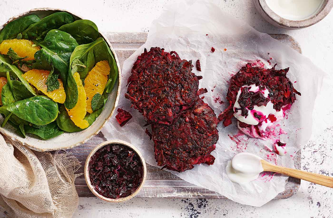 Beetroot and chickpea fritters recipe