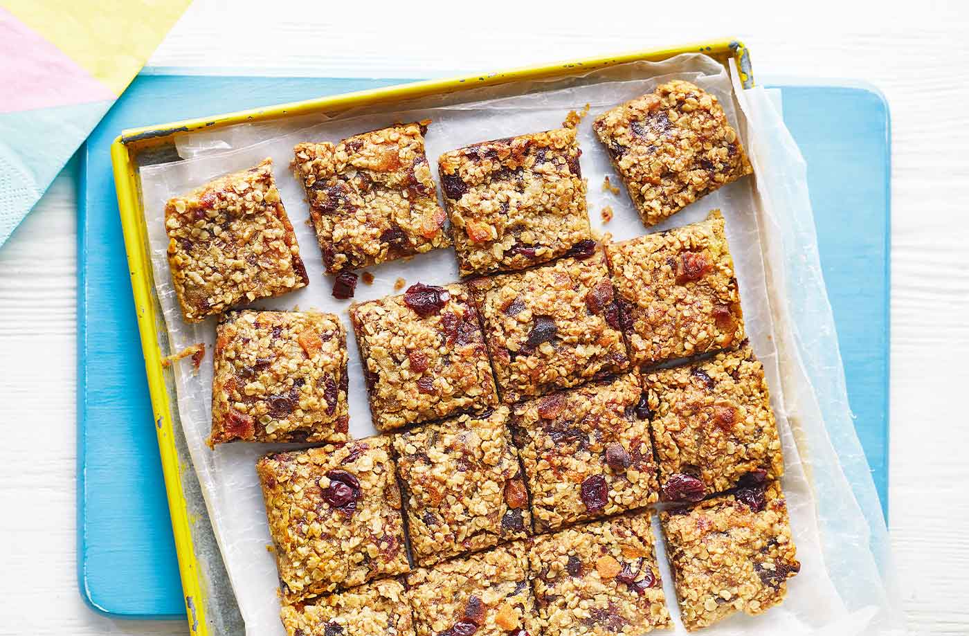 Apricot, pear and orange flapjacks recipe