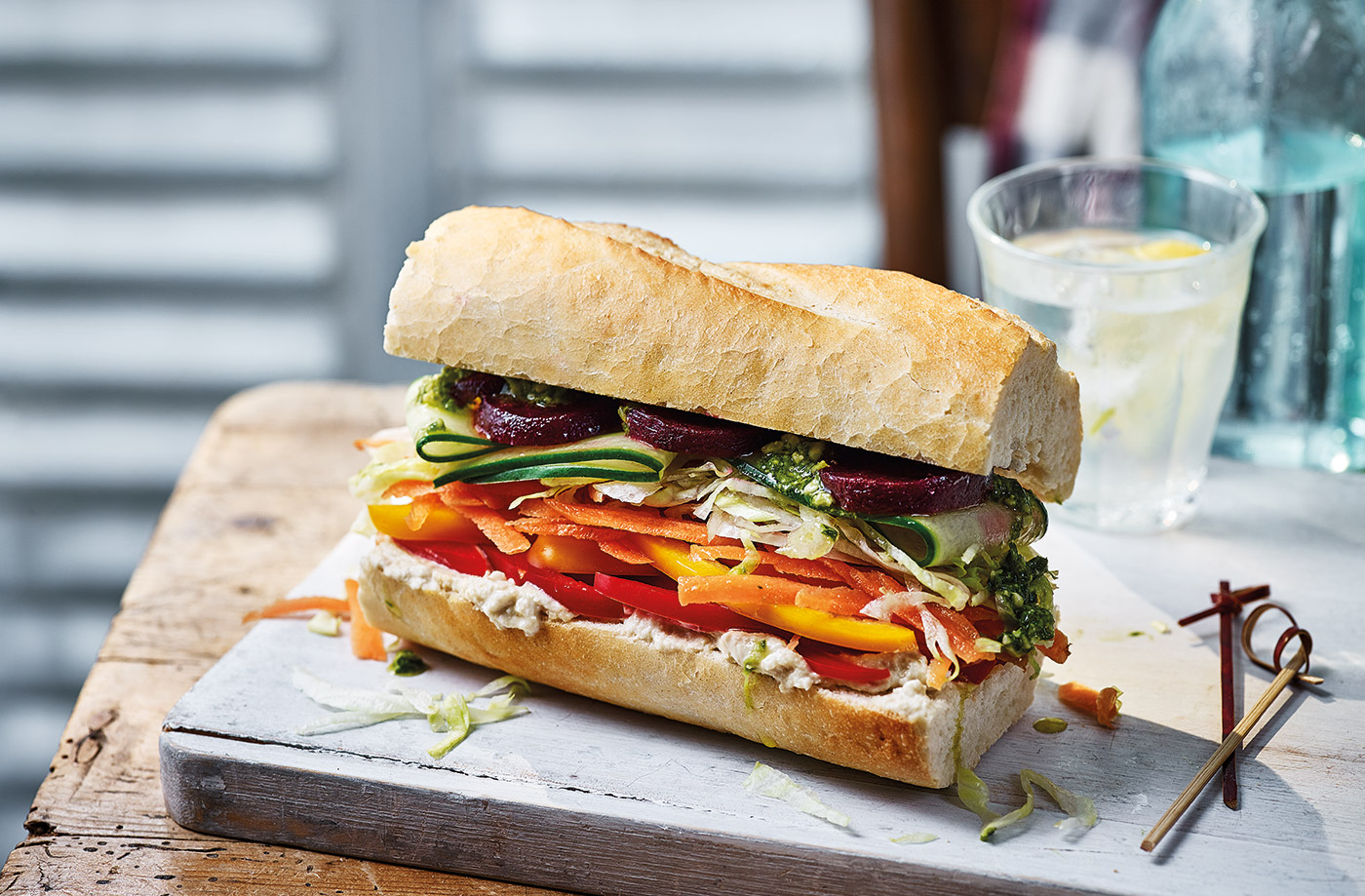 Rainbow veggie baguette recipe