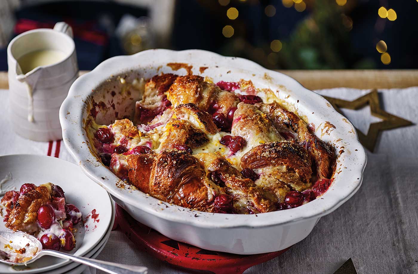 Cranberry croissant bread and butter pudding recipe