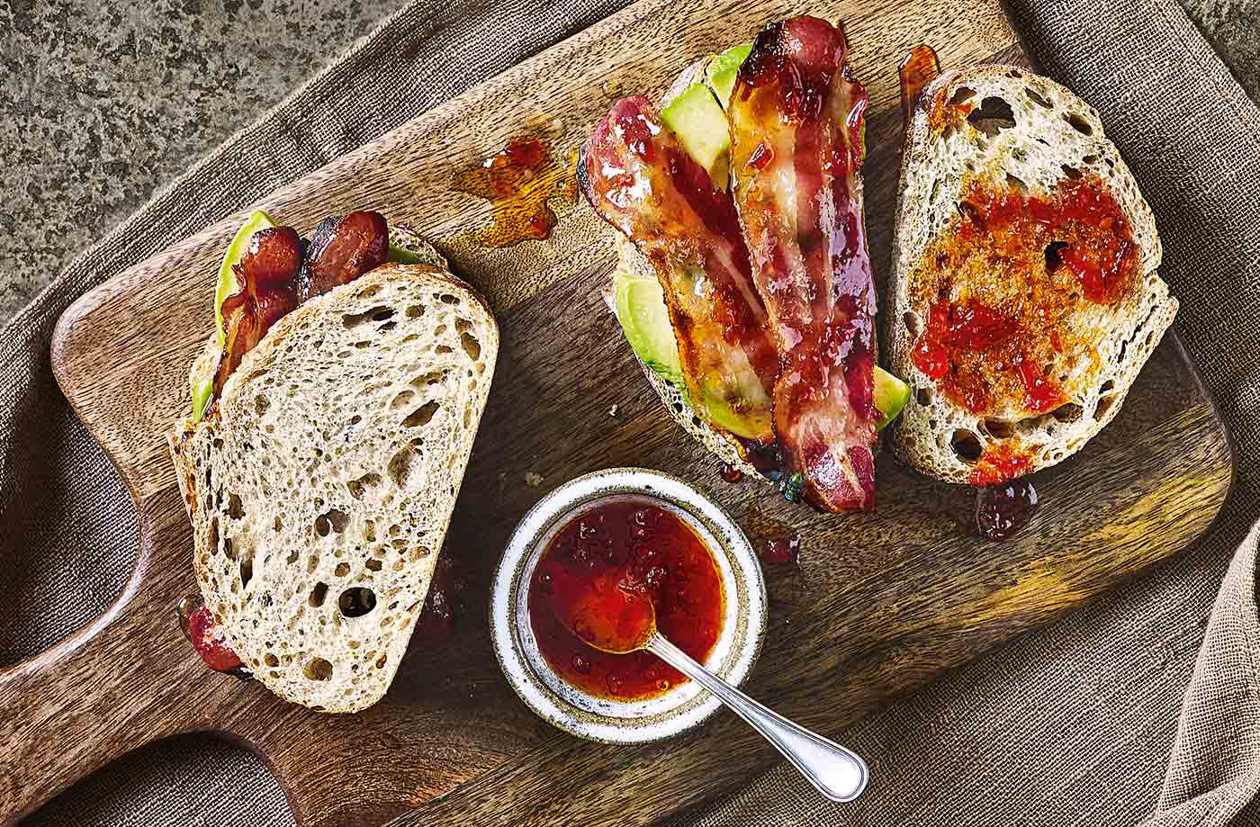 Caramelised bacon and chilli jam sarnies recipe