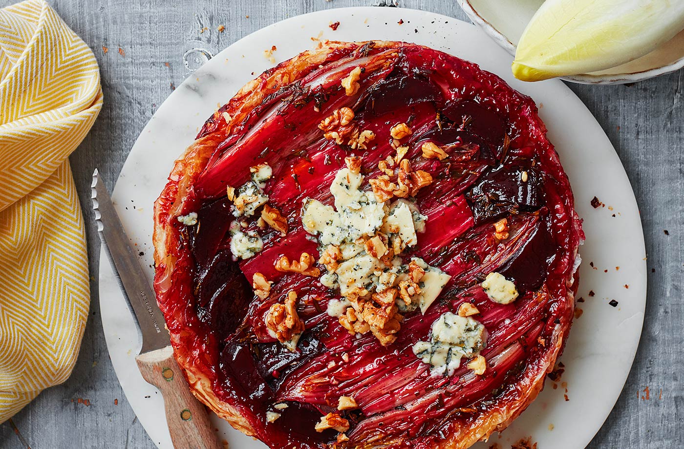 Chicory, beetroot and blue cheese tarte Tatin recipe