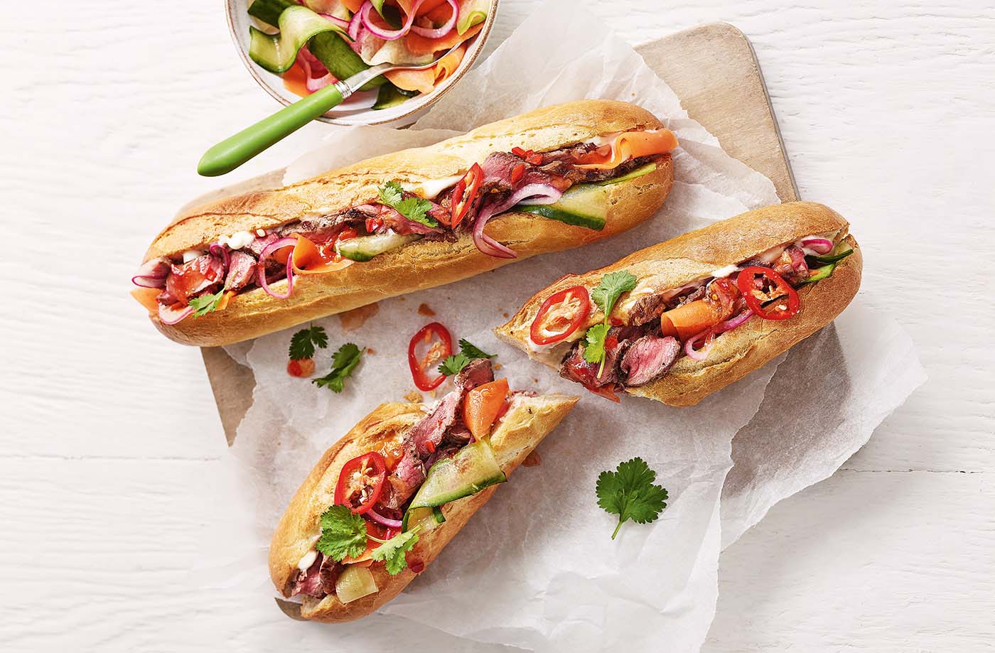Chilli beef baguettes recipe