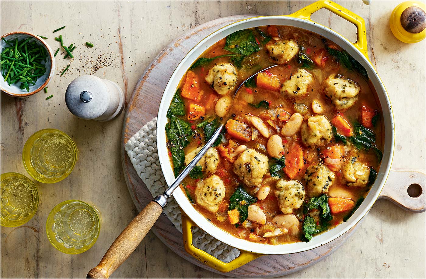 Chunky veg stew with cheesy dumplings  recipe