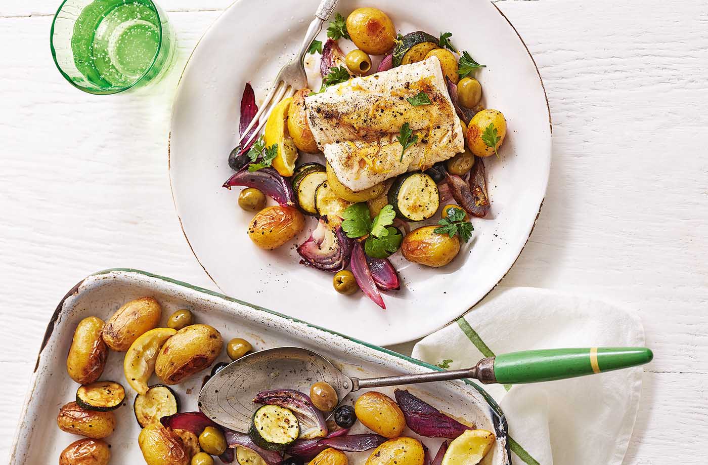 Cod with lemon and olives recipe