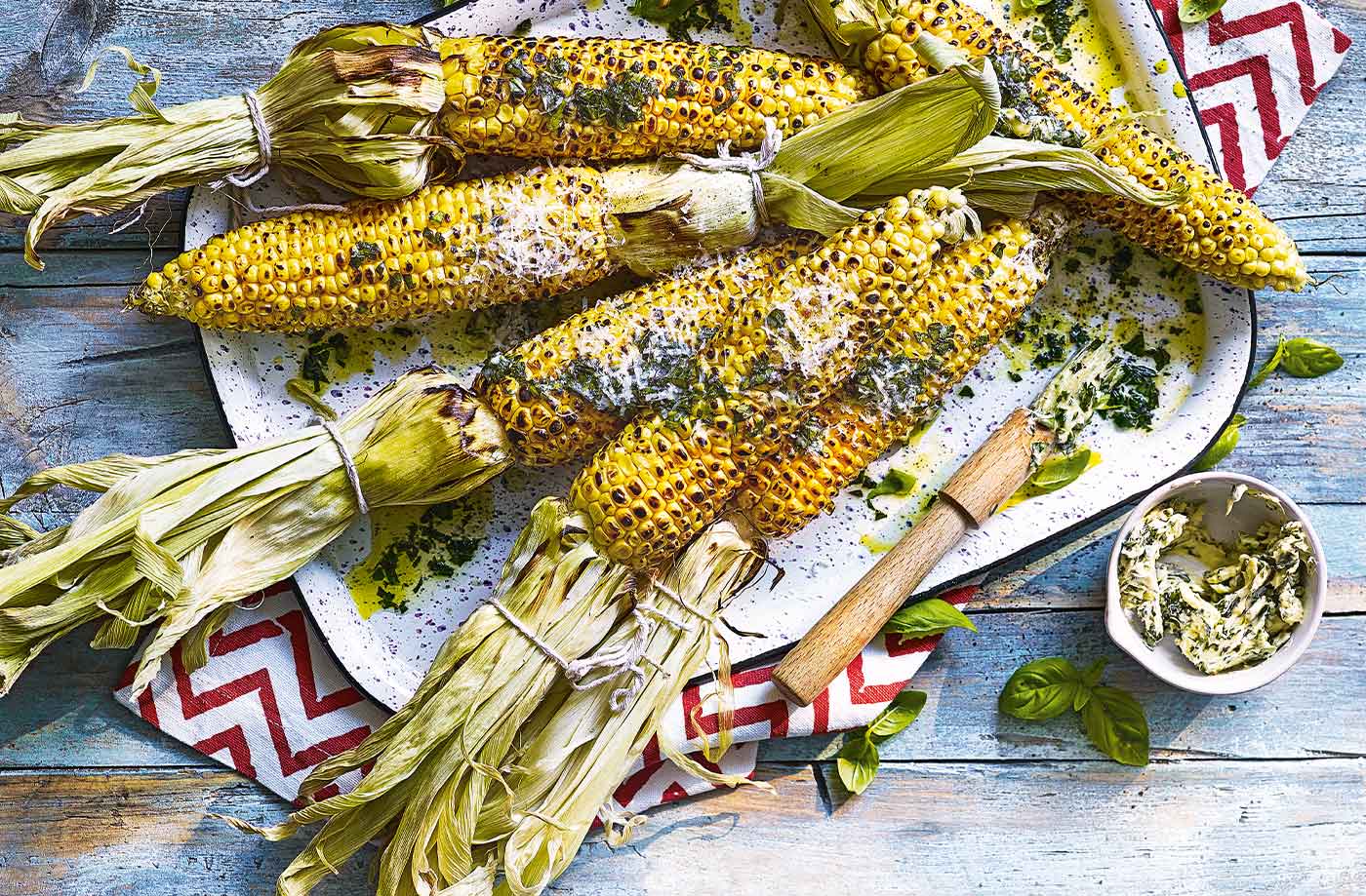 Corn with Parmesan and basil butter recipe