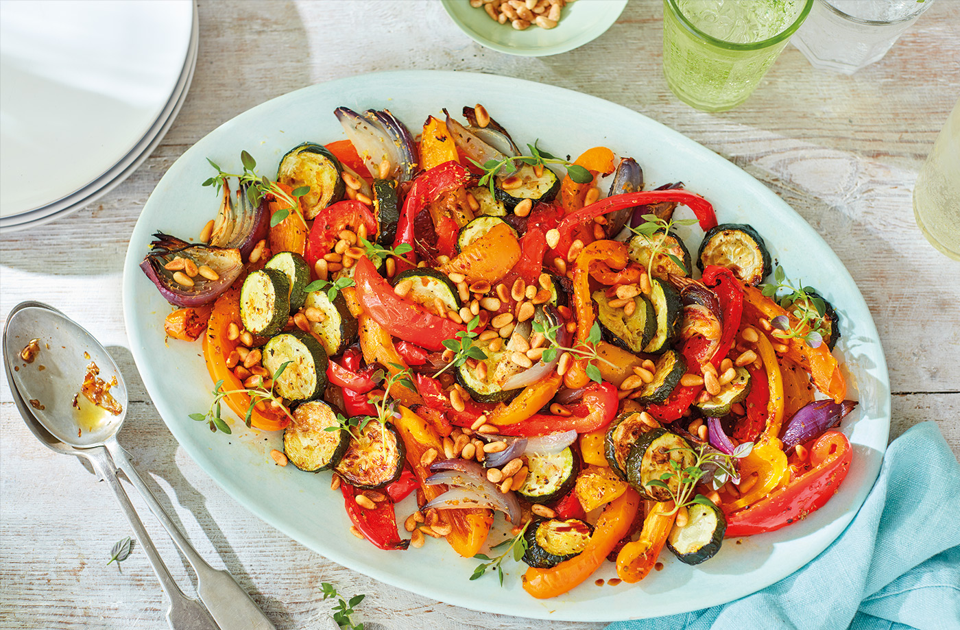 Roasted pepper and courgette salad recipe