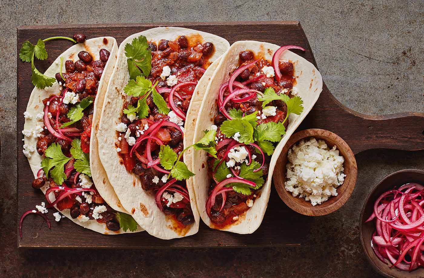 Espresso black bean tacos recipe