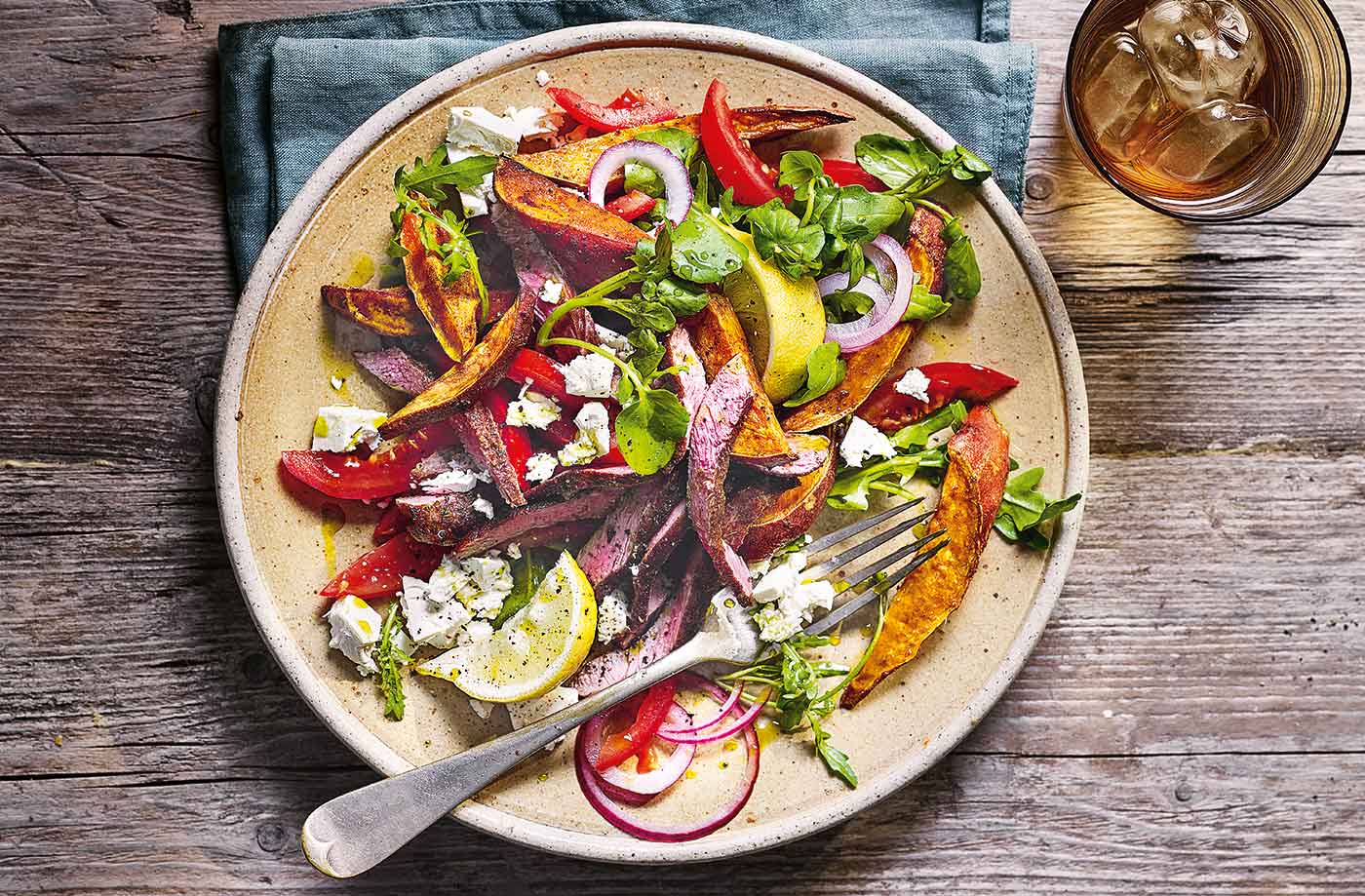 Greek-style lamb and sweet potato salad recipe