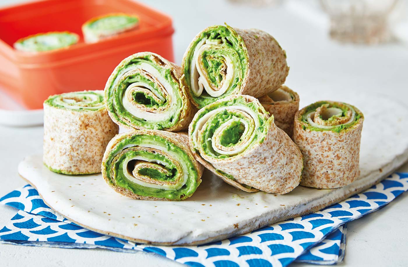 Green cheese and turkey roll-ups recipe