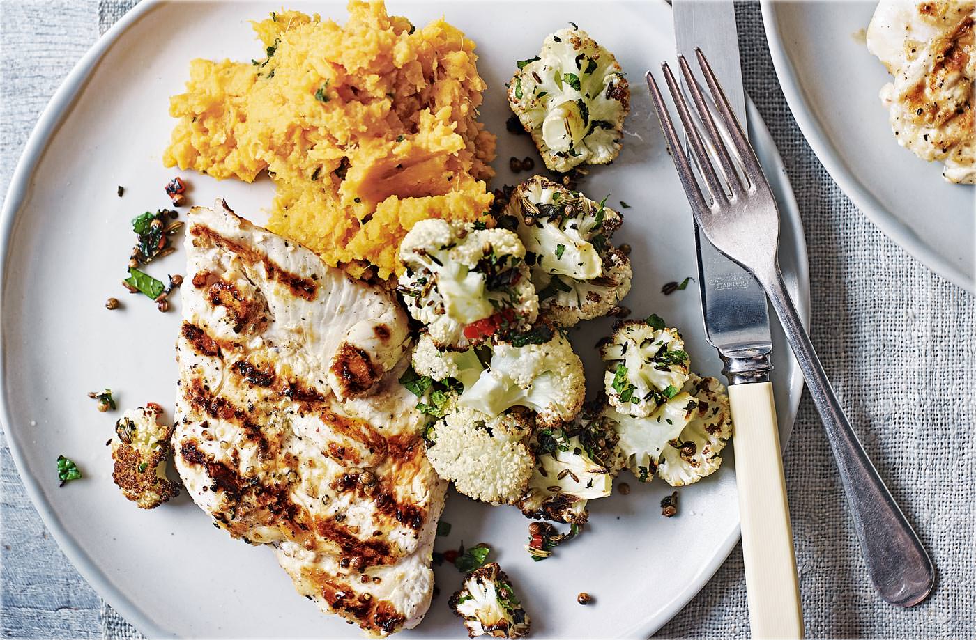 Griddled lemon chicken with cauliflower recipe