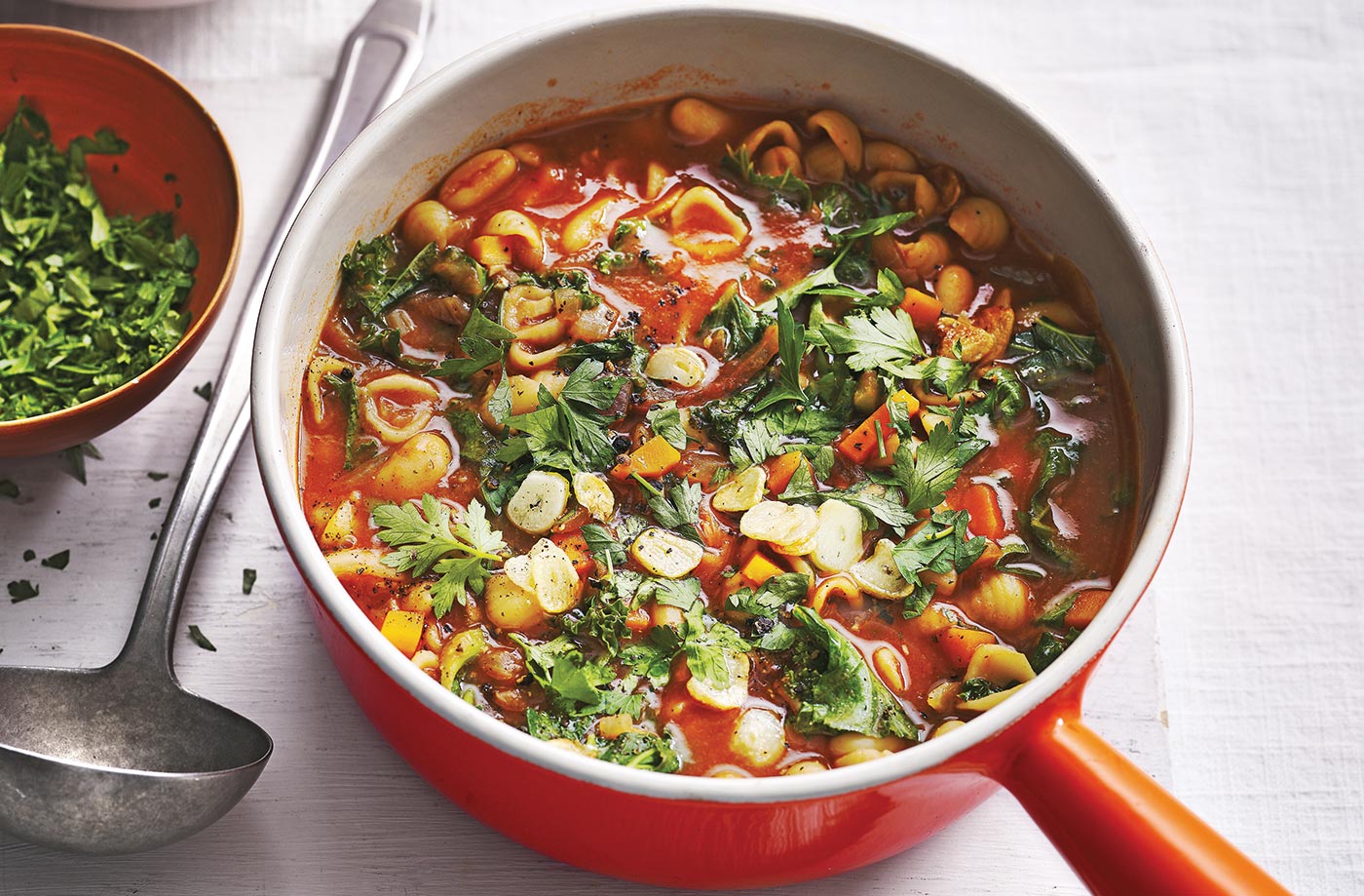 Kale, pasta and cannellini bean soup recipe