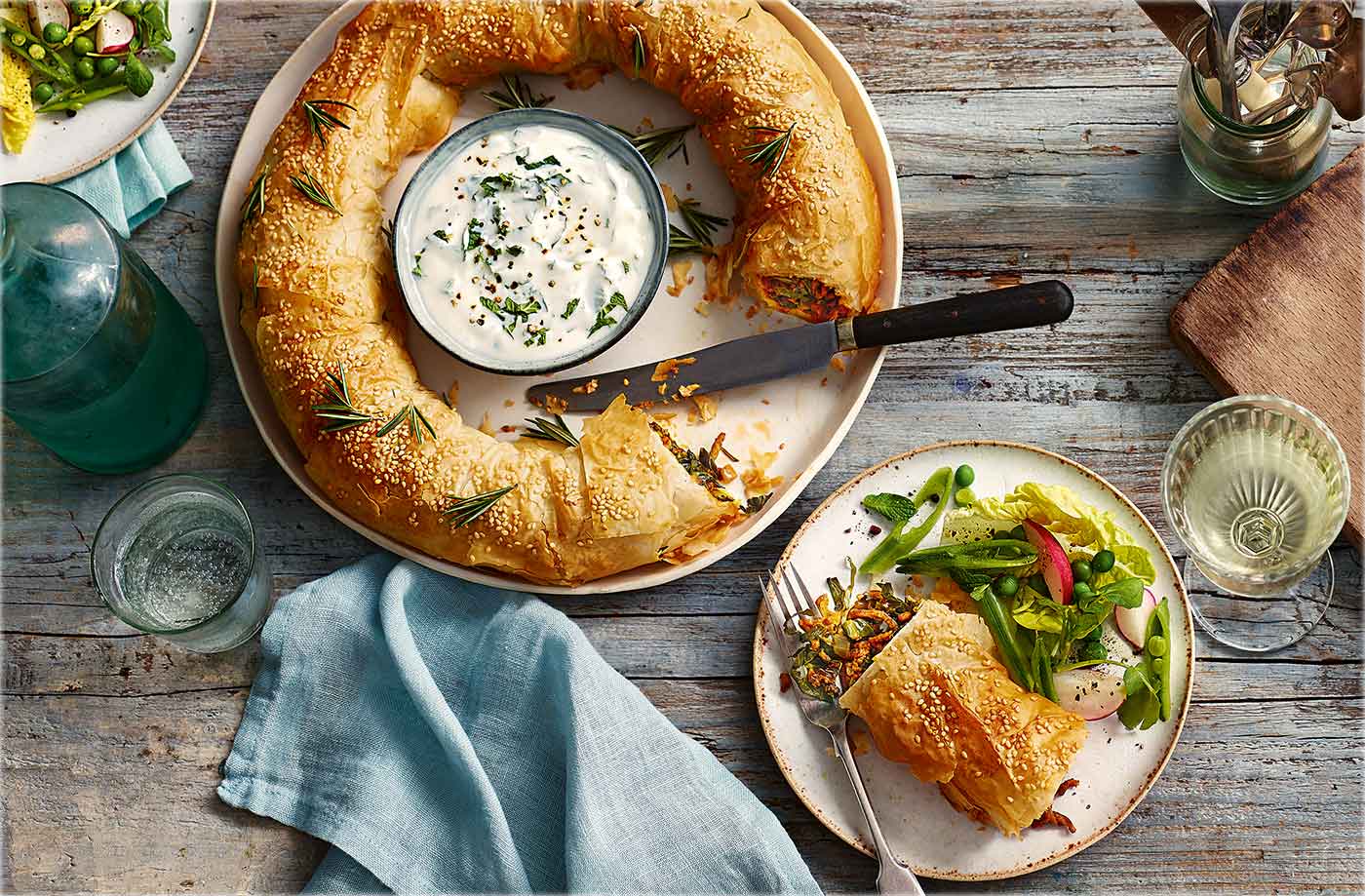 Lamb and spring greens wreath recipe