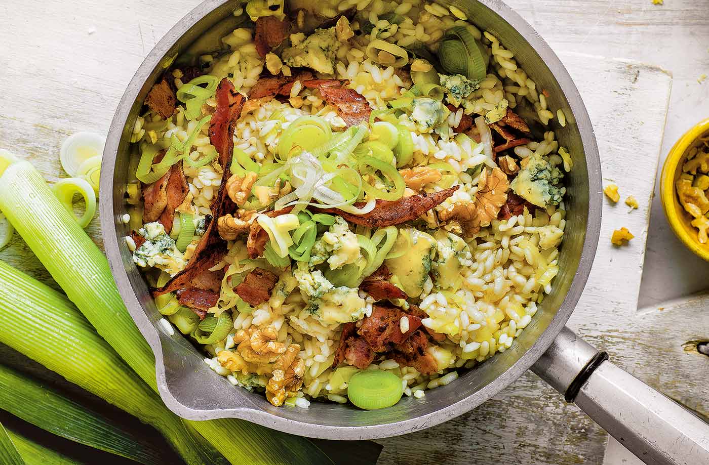Leek and blue cheese risotto recipe