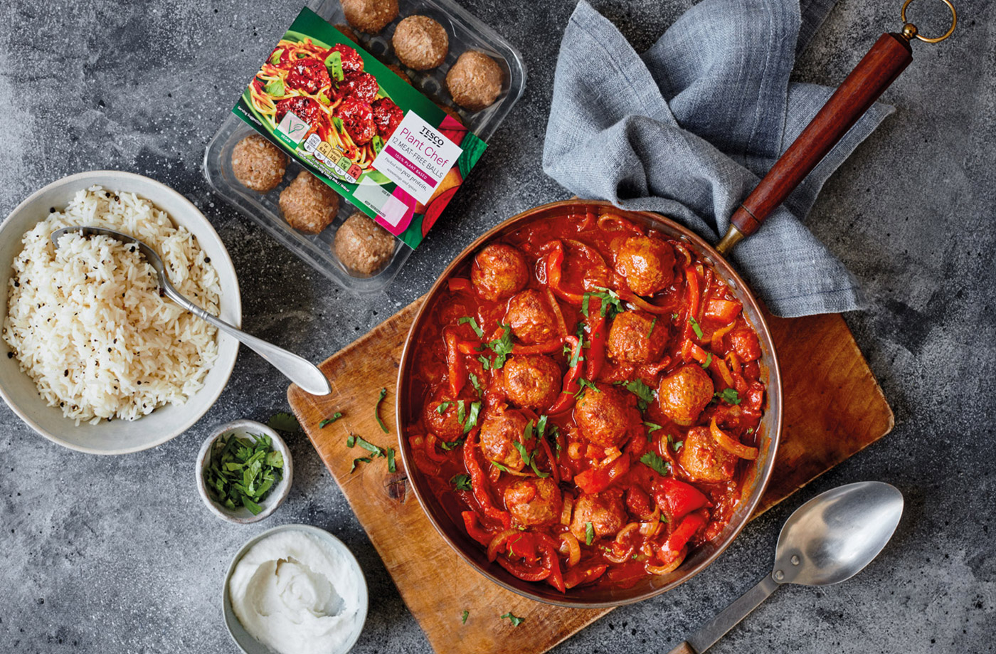 Vegan meatball and tomato spiced curry recipe