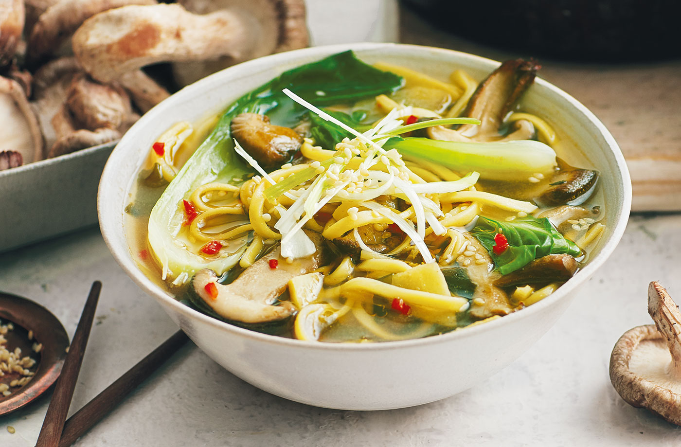Mushroom and sesame ramen recipe