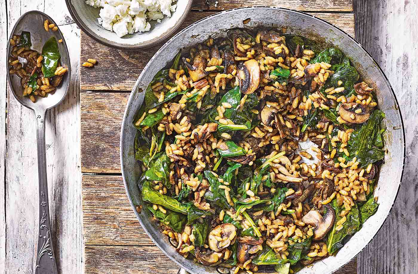 Mushroom and feta risotto recipe
