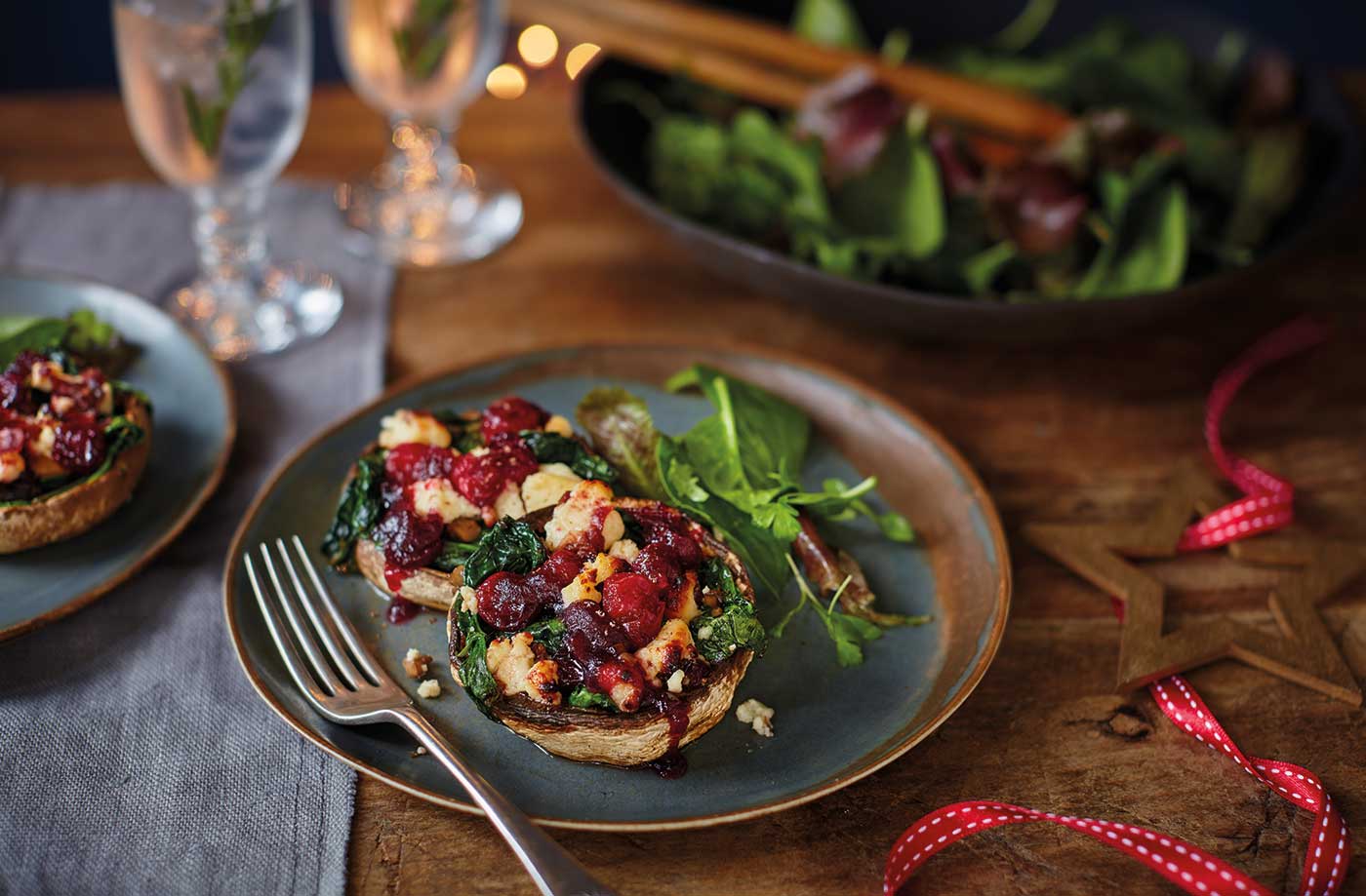 Baked mushrooms with festive cheese recipe