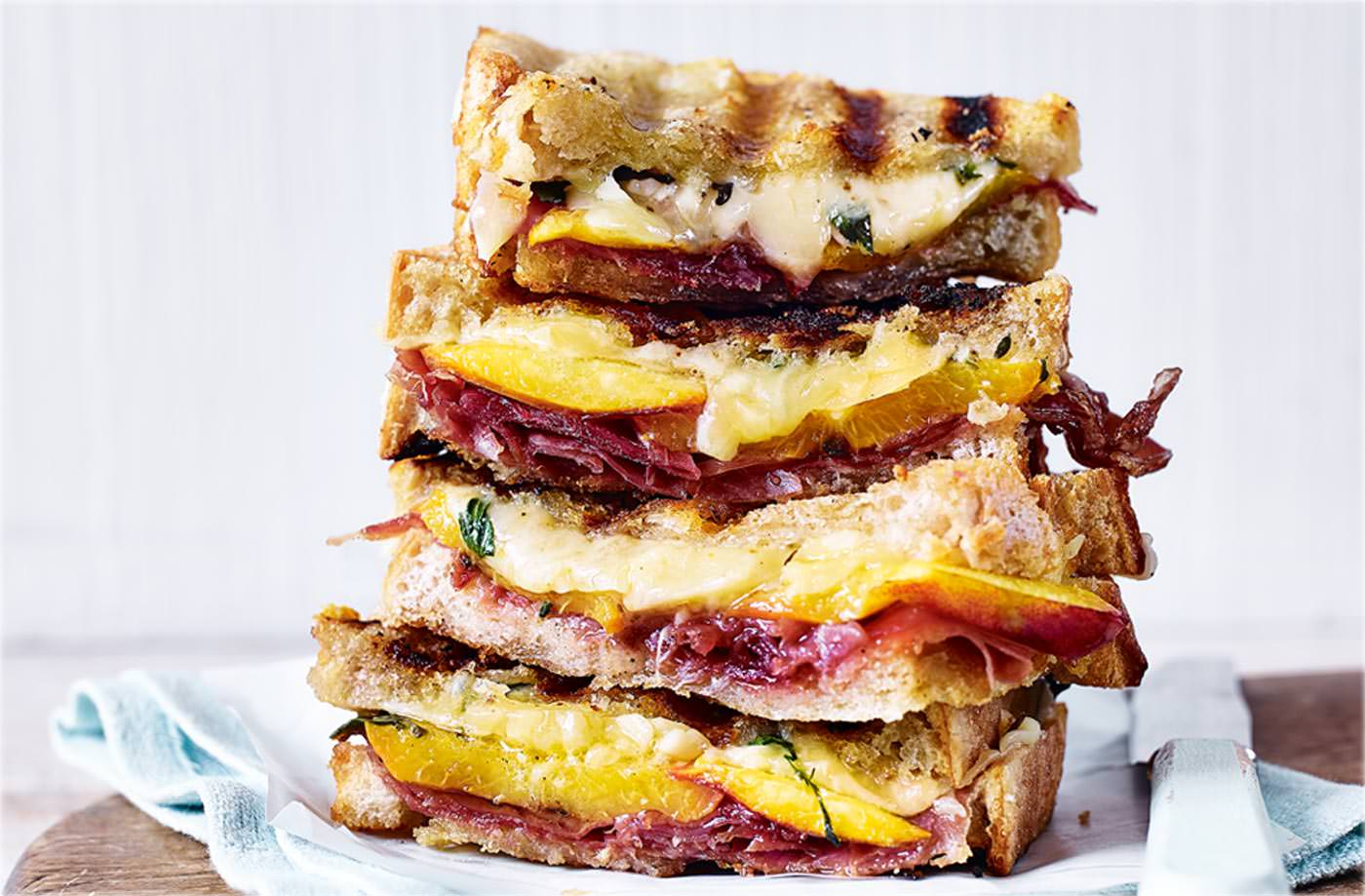 Prosciutto, nectarine and thyme grilled cheese sandwich recipe