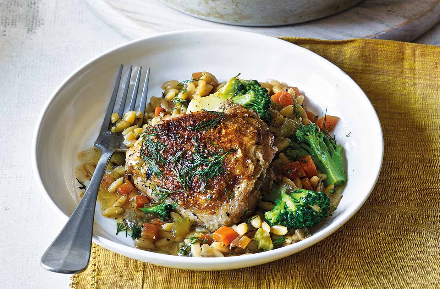 One-pot chicken and orzo bake recipe