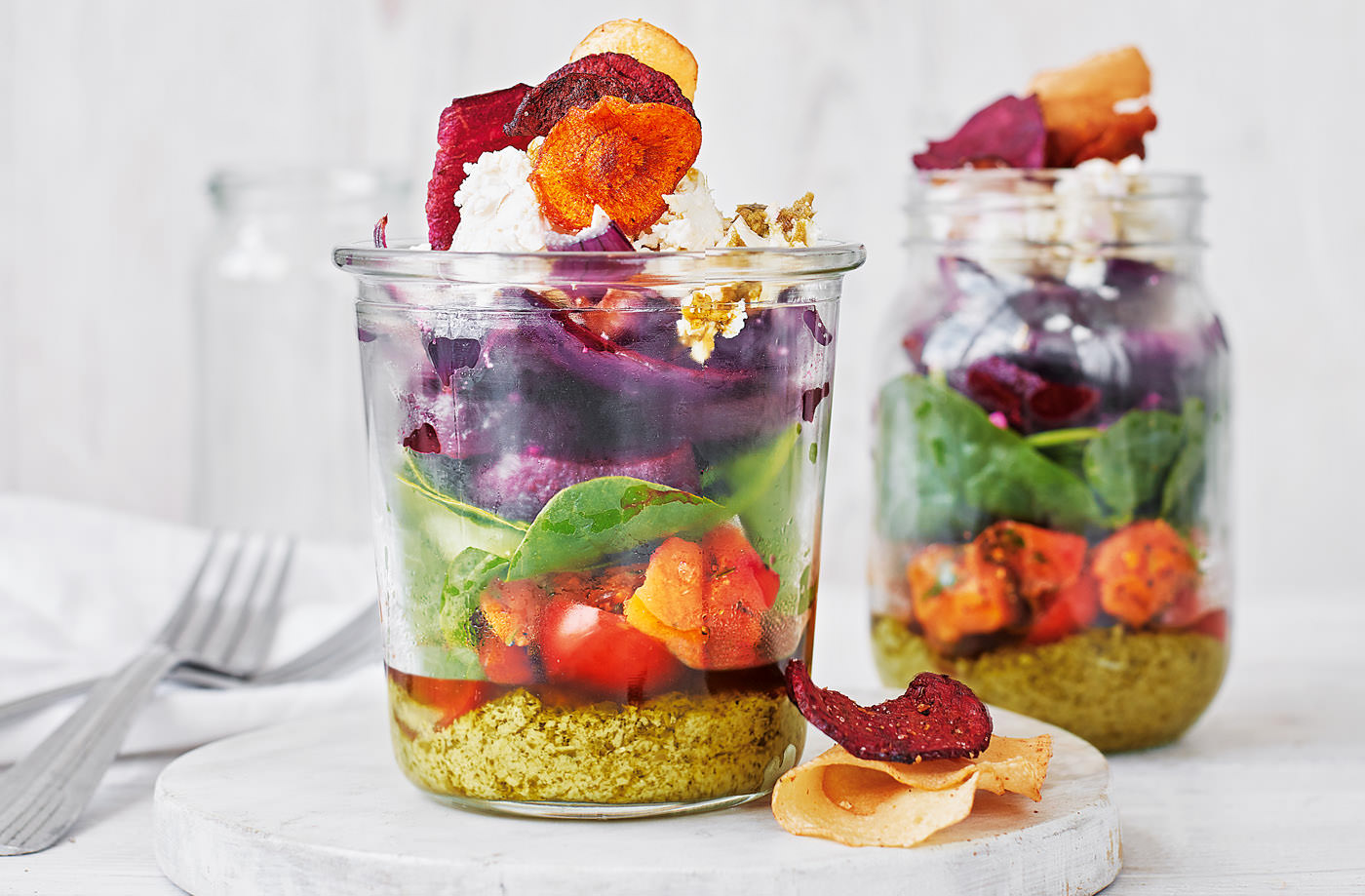 Pesto salad pots recipe